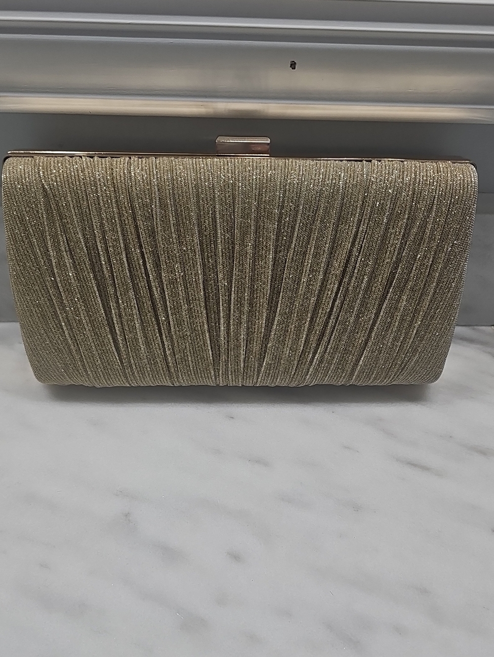 Elegant Gold Pleated Evening Clutch